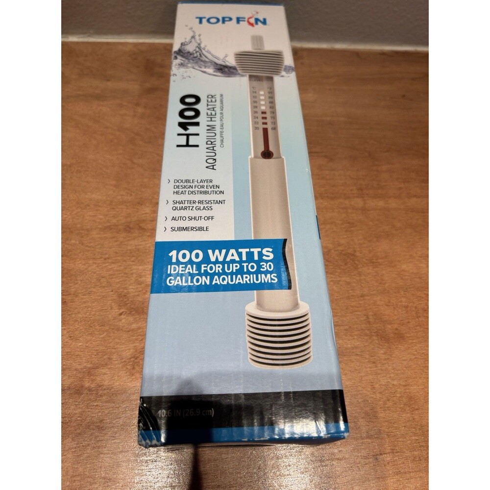 NEW Top Fin H100 Submersible Aquarium Heater 100 Watts Ideal 10-30 Gallon Tank